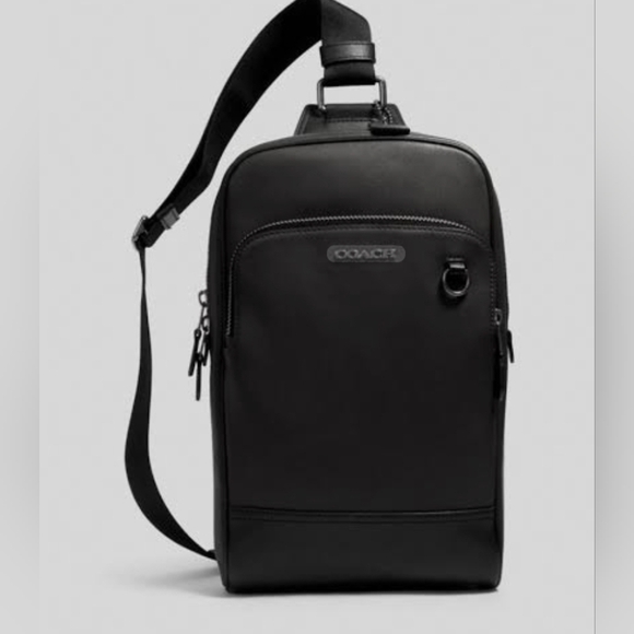 Coach Graham Pack in black leather  versatile sling or Crossbody Unisex - Picture 2 of 14